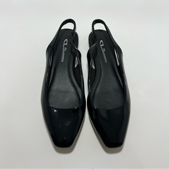 CL By Laundry Black Patent Square Toe Slingback Ballet Flat - Sz US7.5 / EU38 - Picture 6 of 11